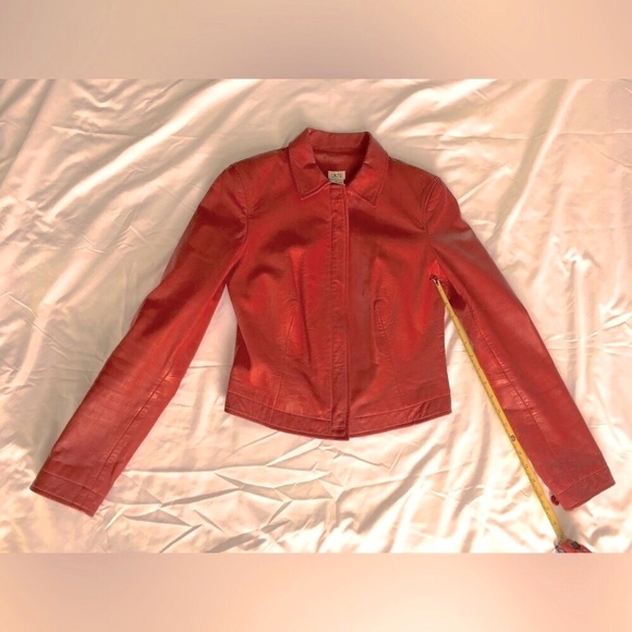 EUC Gorgeous vintage Cache short rich red genuine leather jacket, size 2 - Picture 2 of 13